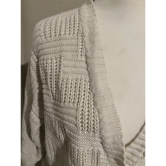 Womens Woods & Gray white-knit button-down casual  cardigan MEDIUM - Picture 2 of 7
